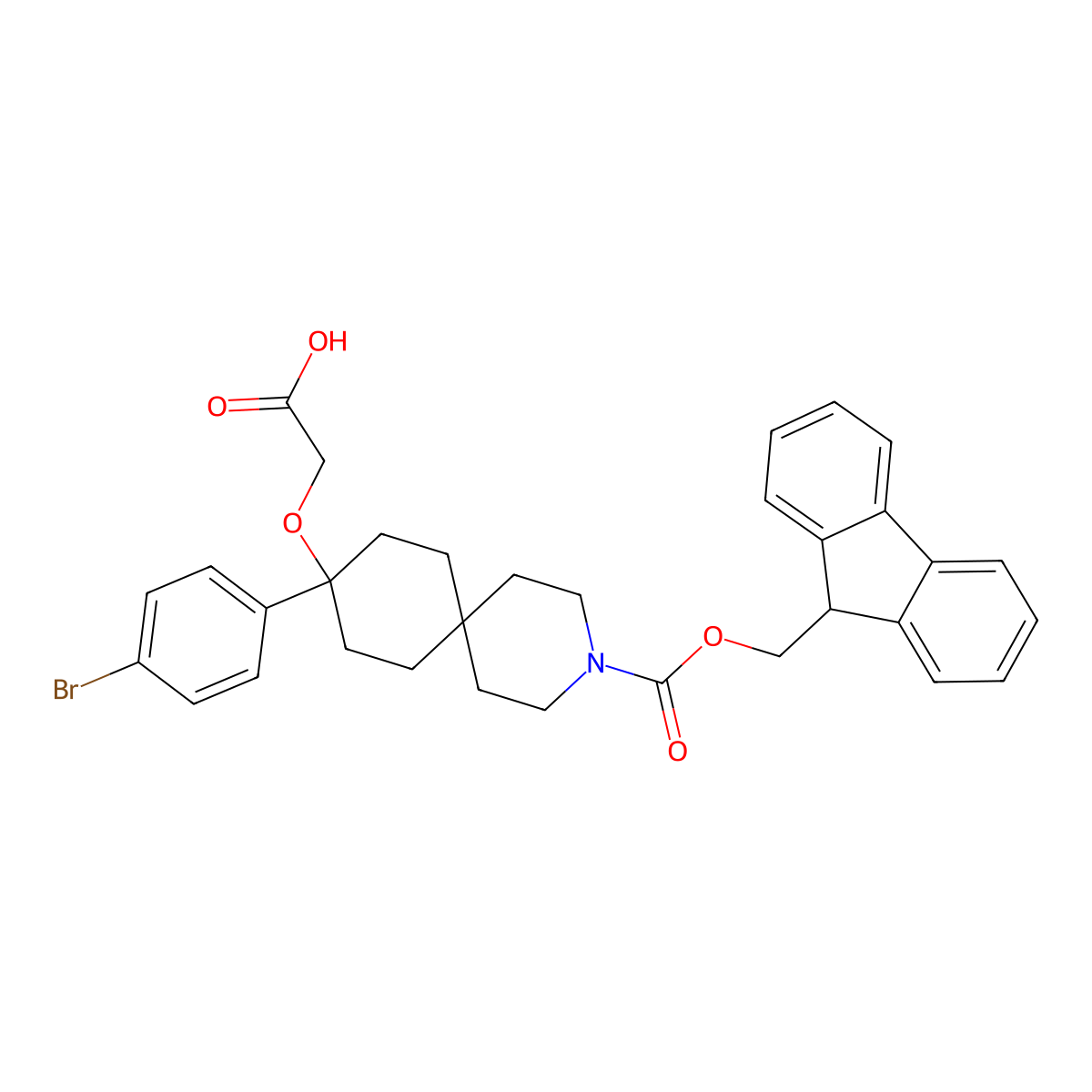 2-{[9-(4-bromophenyl)-3-{[(9H-fluoren-9-yl)methoxy]carbonyl}-3-azaspiro[5.5]undecan-9-yl]oxy}acetic acid molecular structure, CAS 2309462-91-5