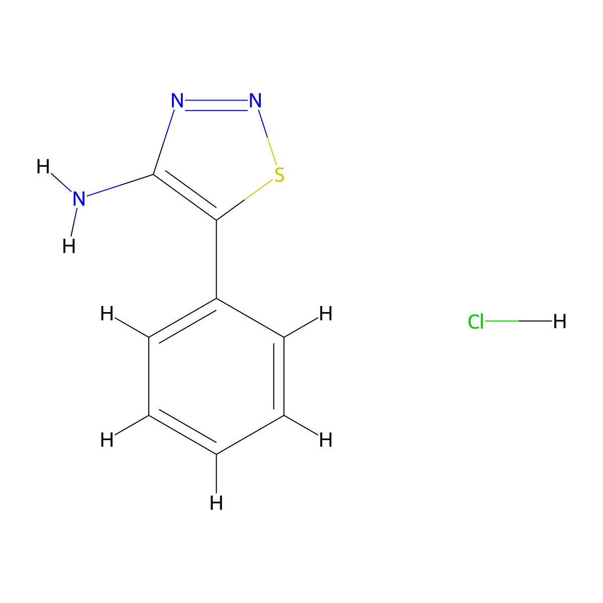 5-Phenyl-1,2,3-thiadiazol-4-amine hydrochloride molecular structure, CAS 2309463-21-4