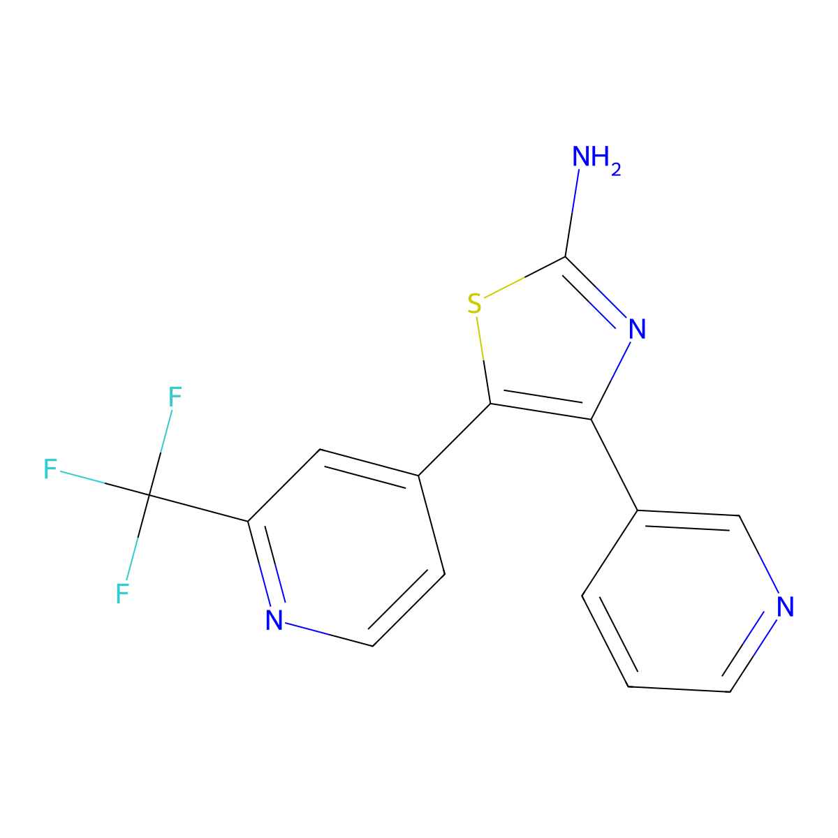 4-(Pyridin-3-yl)-5-[2-(trifluoromethyl)pyridin-4-yl]-1,3-thiazol-2-amine molecular structure, CAS 2309463-69-0