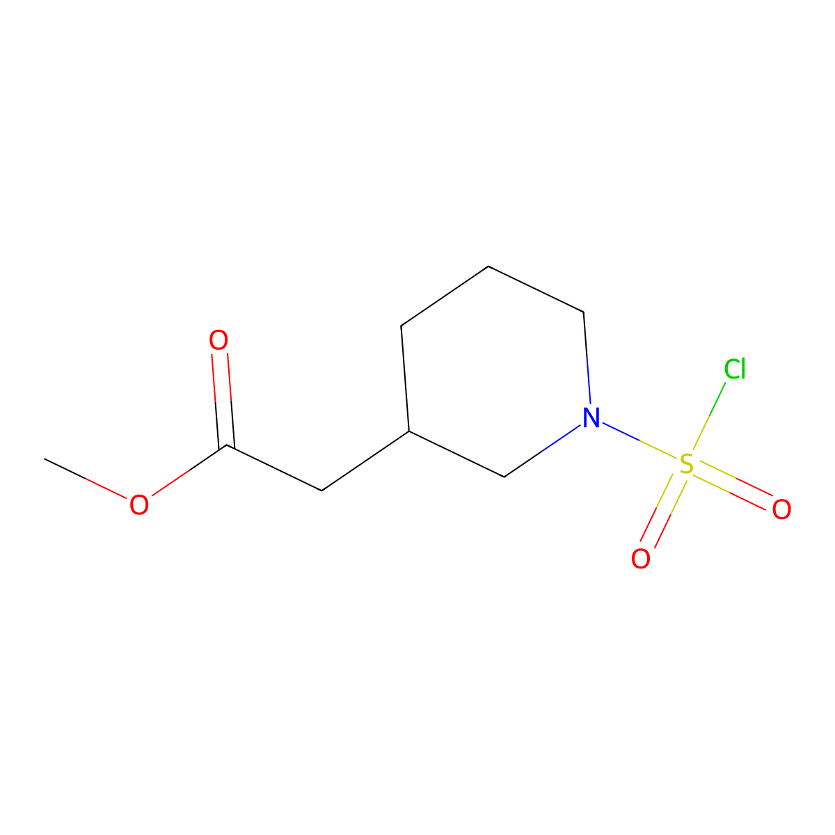 Methyl 2-(1-(chlorosulfonyl)piperidin-3-yl)acetate molecular structure, CAS 2309464-98-8