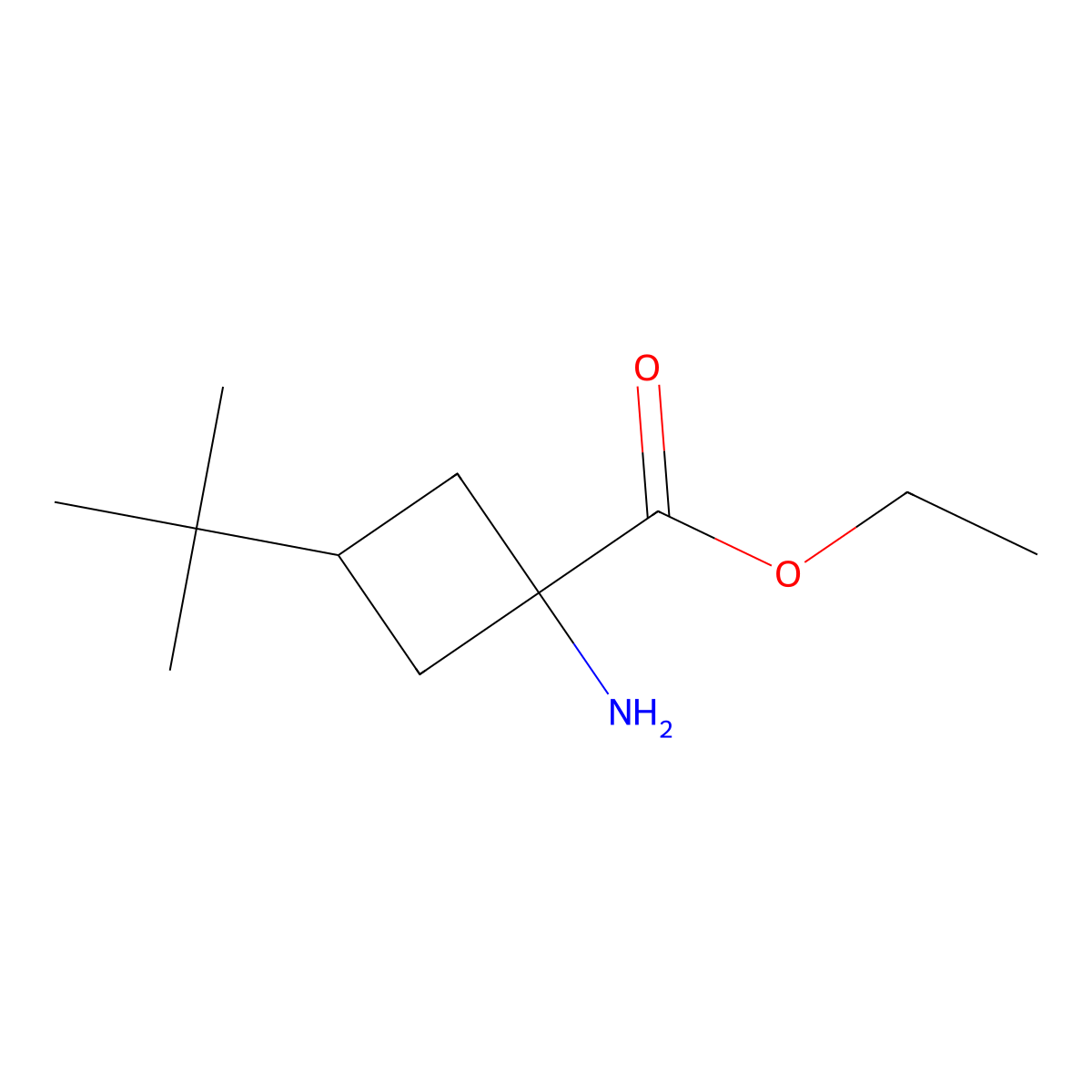 Ethyl 1-amino-3-tert-butylcyclobutane-1-carboxylate molecular structure, CAS 2309465-10-7