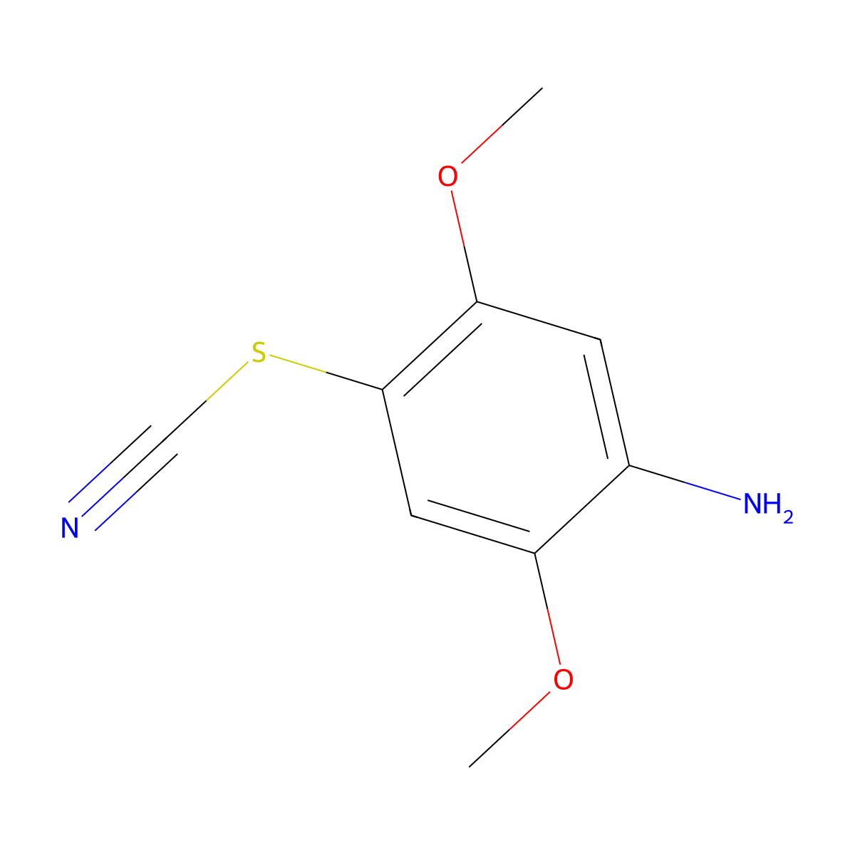 [(4-Amino-2,5-dimethoxyphenyl)sulfanyl]formonitrile molecular structure, CAS 2309465-23-2