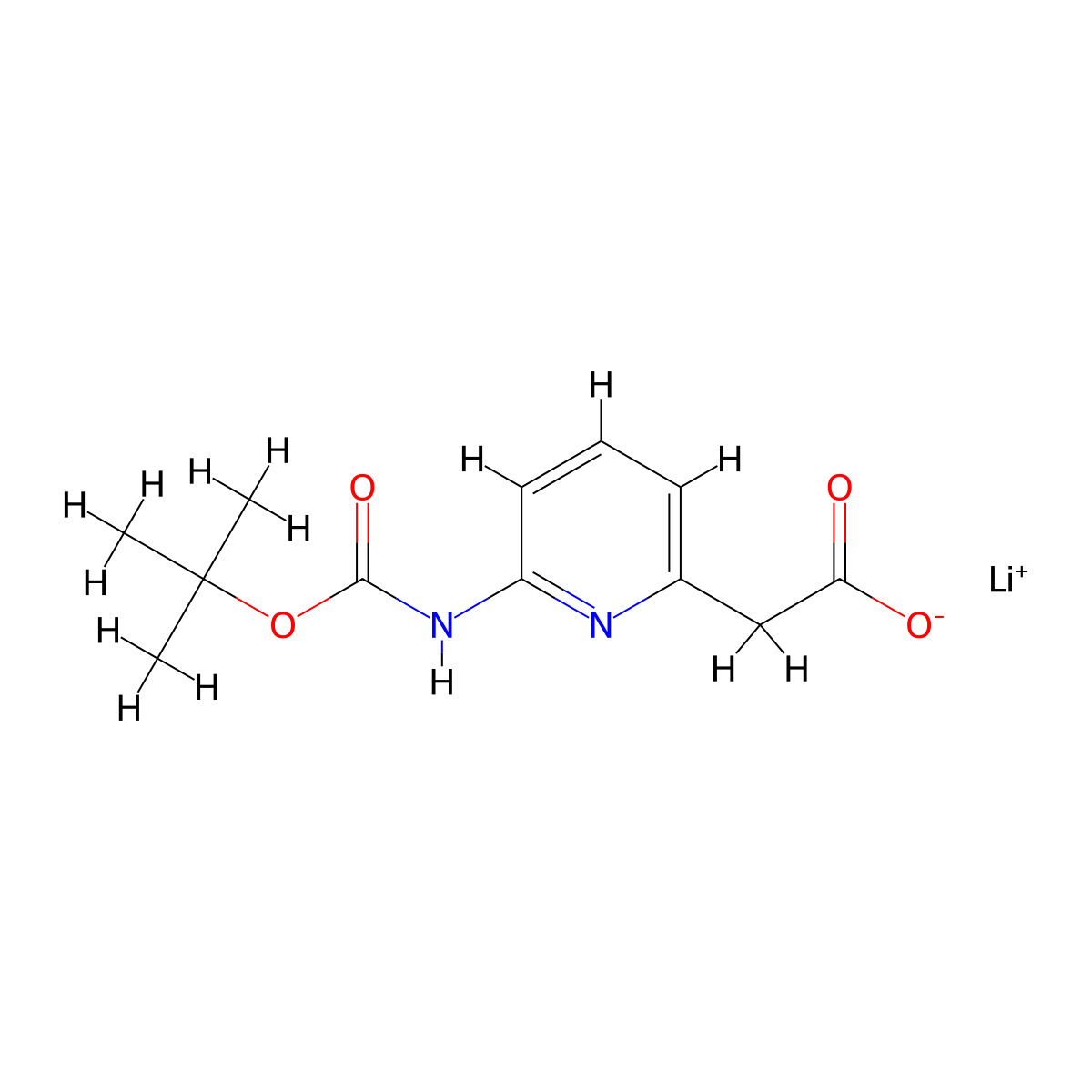 Lithium(1+)2-(6-{[(tert-butoxy)carbonyl]amino}pyridin-2-yl)acetate molecular structure, CAS 2309465-52-7