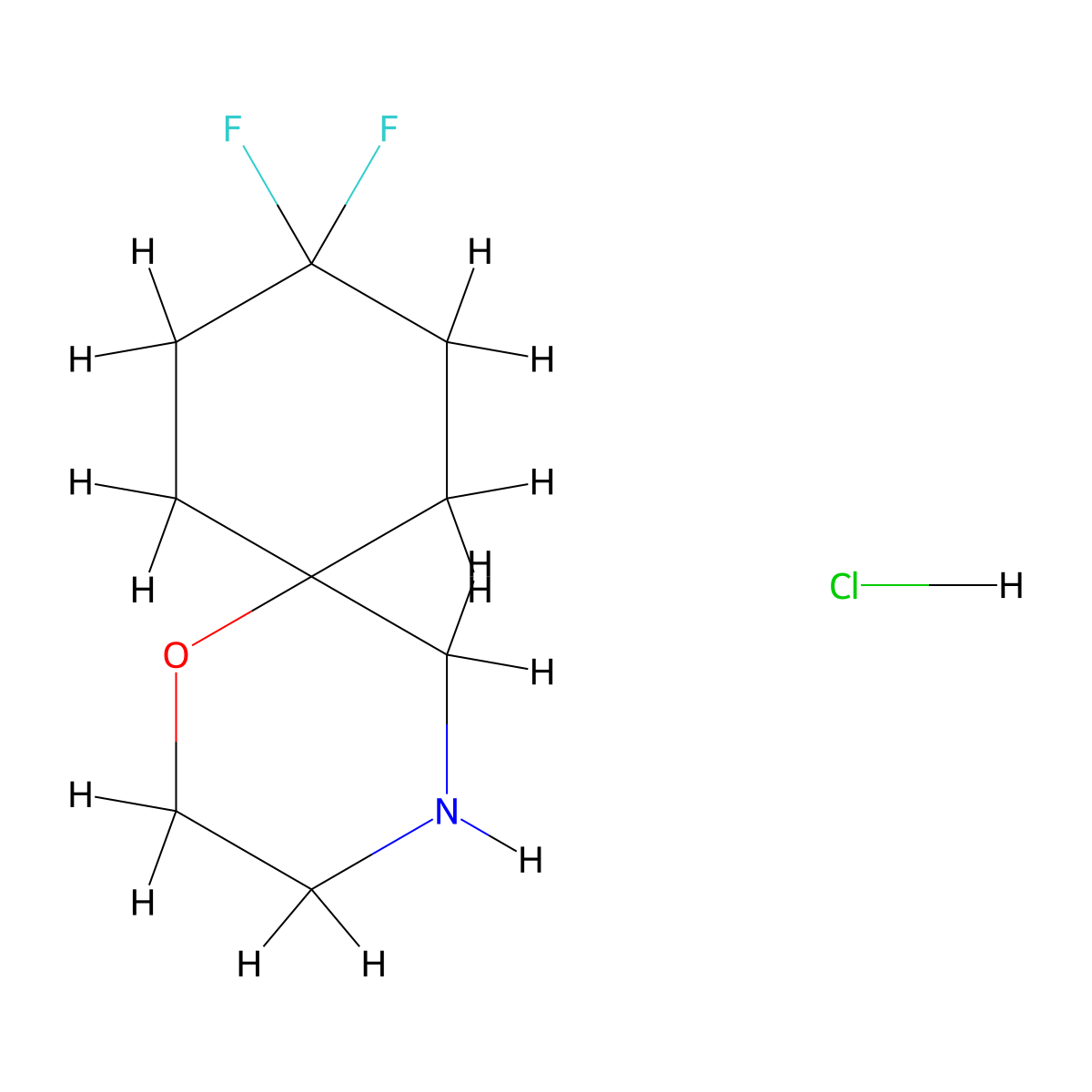 9,9-Difluoro-1-oxa-4-azaspiro[5.5]undecane hydrochloride molecular structure, CAS 2309465-90-3