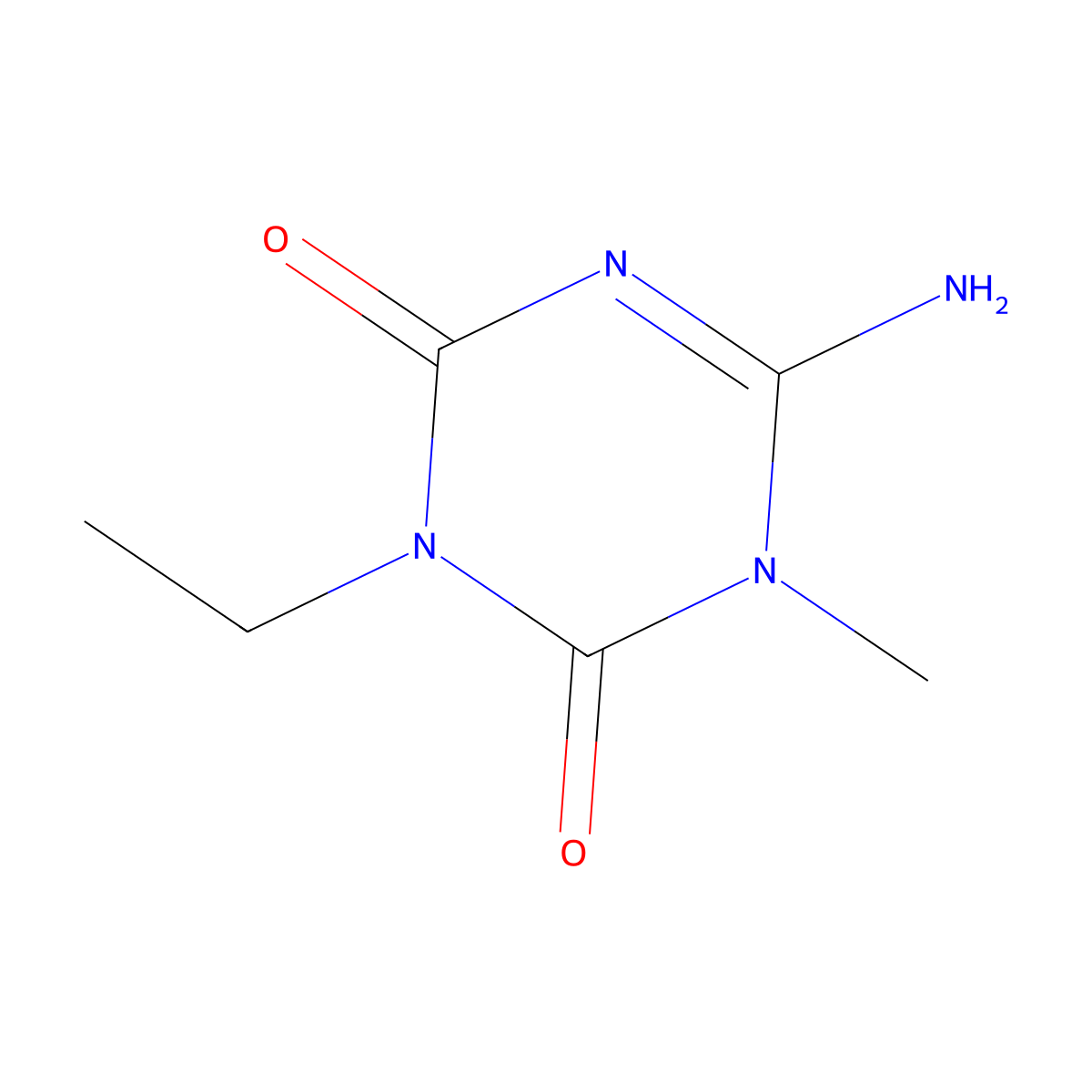 6-Amino-3-ethyl-1-methyl-1,2,3,4-tetrahydro-1,3,5-triazine-2,4-dione molecular structure, CAS 2309465-93-6