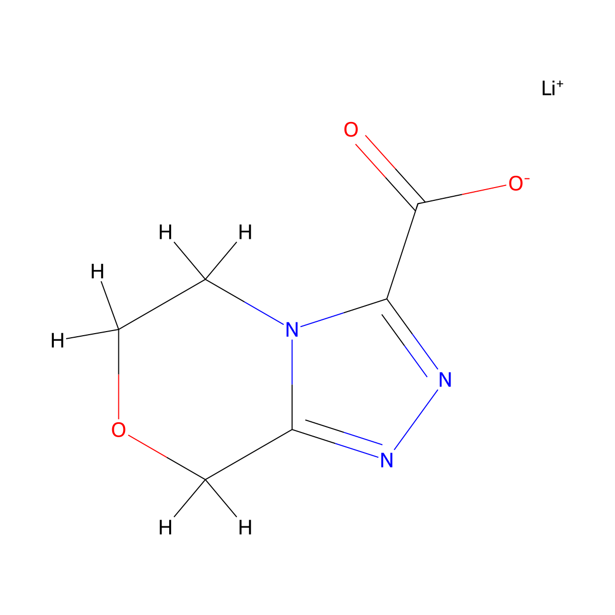 lithium(1+) ion 5H,6H,8H-(1,2,4)triazolo(3,4-c)(1,4)oxazine-3-carboxylate molecular structure, CAS 2309466-00-8