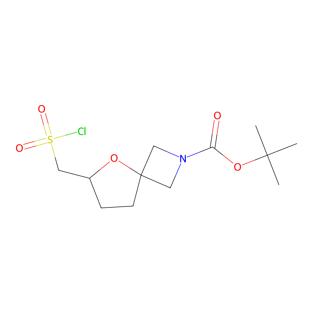 Tert-butyl 6-[(chlorosulfonyl)methyl]-5-oxa-2-azaspiro[3.4]octane-2-carboxylate molecular structure, CAS 2309466-17-7
