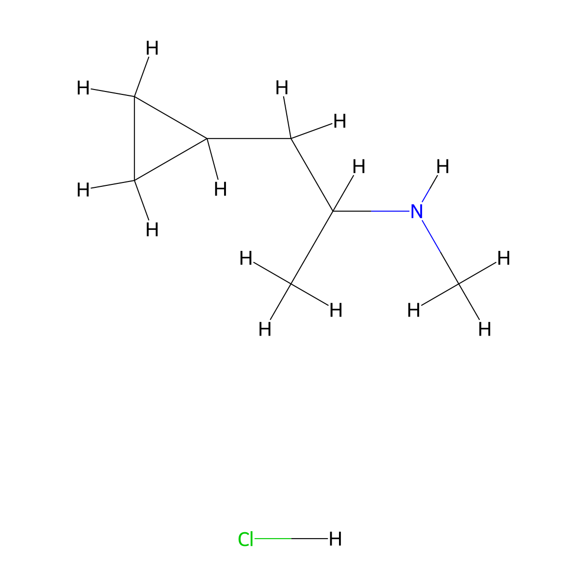 (1-Cyclopropylpropan-2-yl)(methyl)amine hydrochloride molecular structure, CAS 2309466-29-1