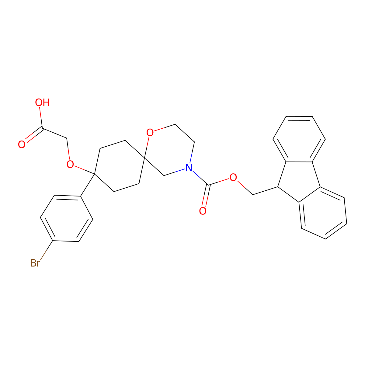 2-{[9-(4-bromophenyl)-4-{[(9H-fluoren-9-yl)methoxy]carbonyl}-1-oxa-4-azaspiro[5.5]undecan-9-yl]oxy}acetic acid molecular structure, CAS 2309466-68-8