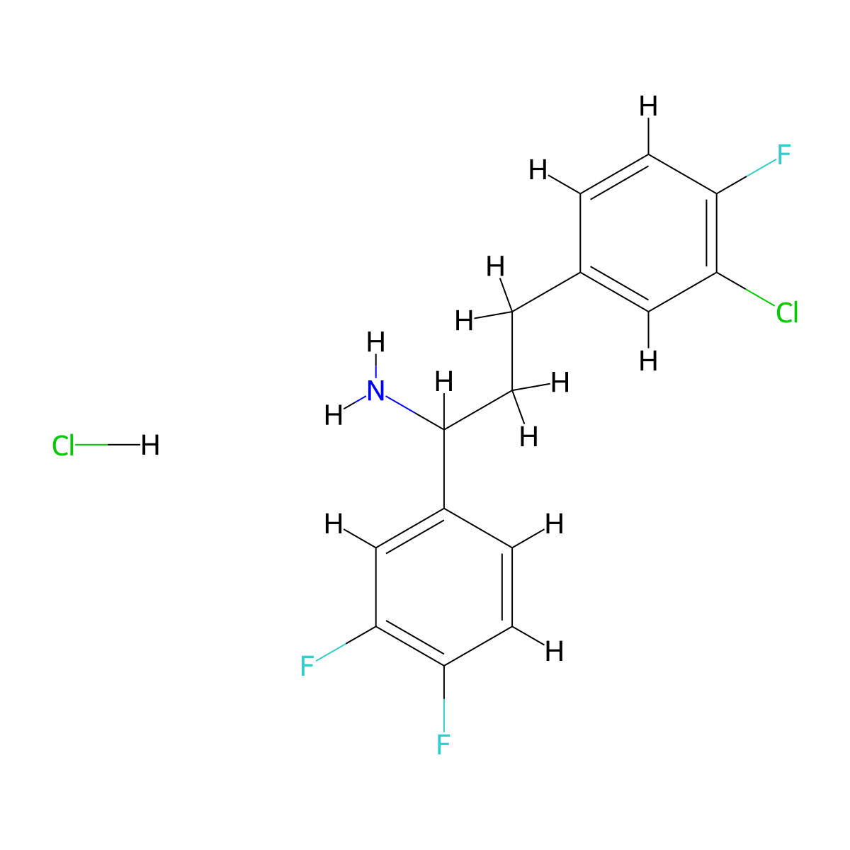 3-(3-Chloro-4-fluorophenyl)-1-(3,4-difluorophenyl)propan-1-aminehydrochloride molecular structure, CAS 2309466-72-4