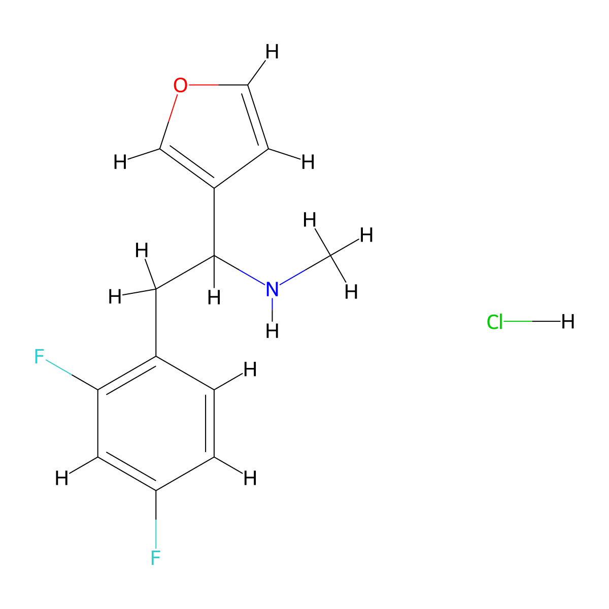 (2-(2,4-Difluorophenyl)-1-(furan-3-yl)ethyl)(methyl)amine hydrochloride molecular structure, CAS 2309467-14-7