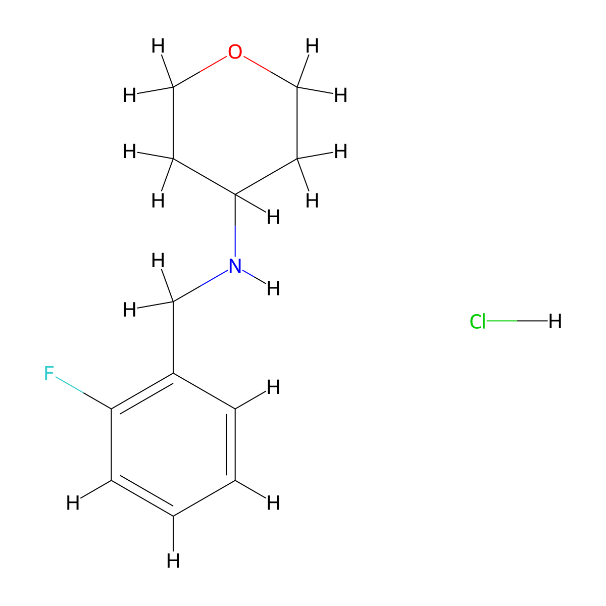 N-[(2-fluorophenyl)methyl]oxan-4-aminehydrochloride molecular structure, CAS 2309467-39-6