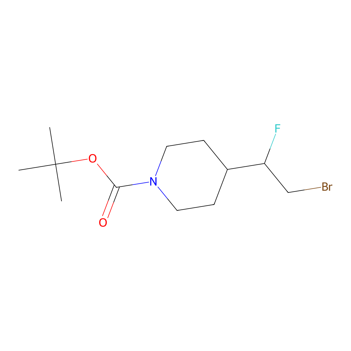 Tert-butyl 4-(2-bromo-1-fluoroethyl)piperidine-1-carboxylate molecular structure, CAS 2309467-48-7