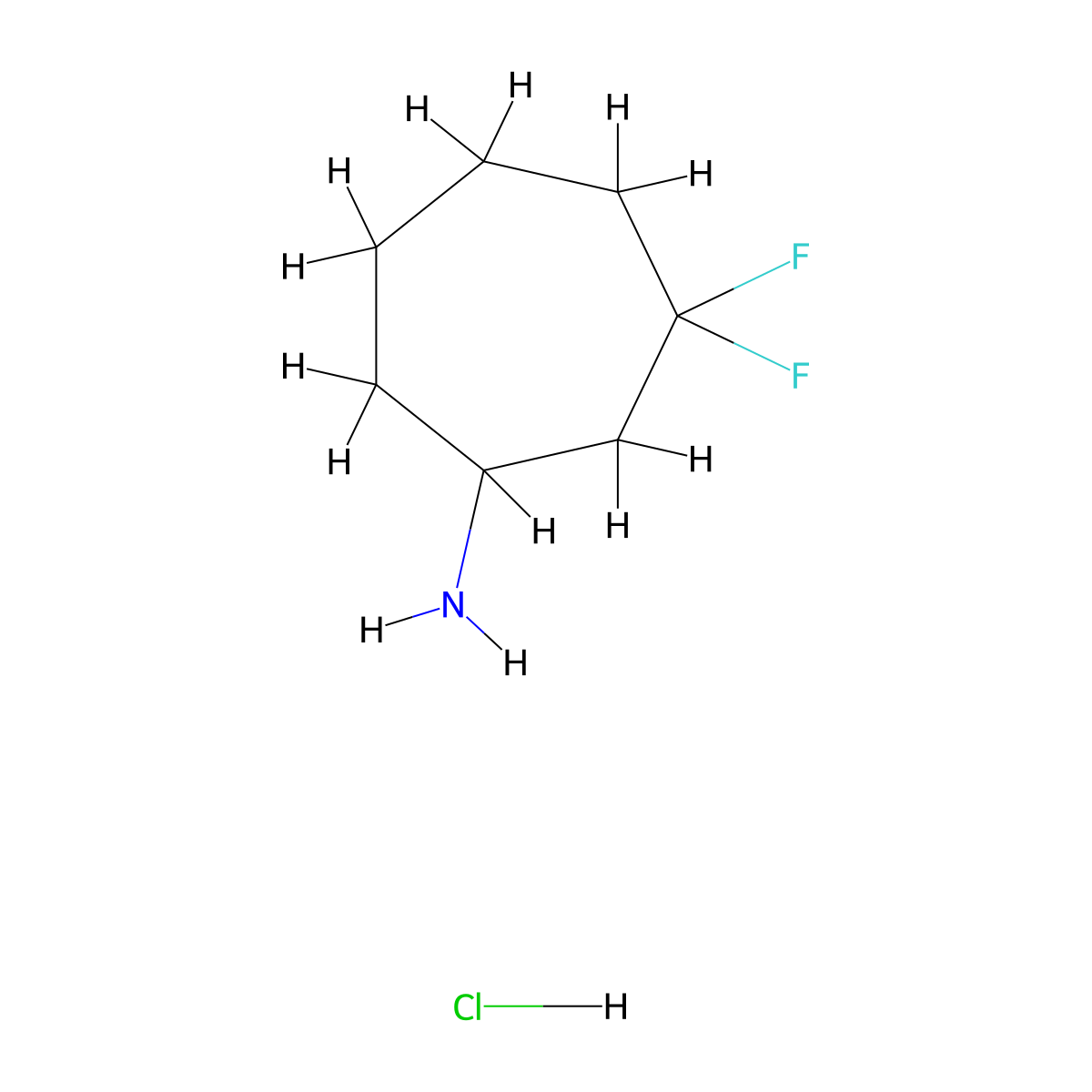 3,3-Difluorocycloheptan-1-amine hydrochloride molecular structure, CAS 2309467-49-8