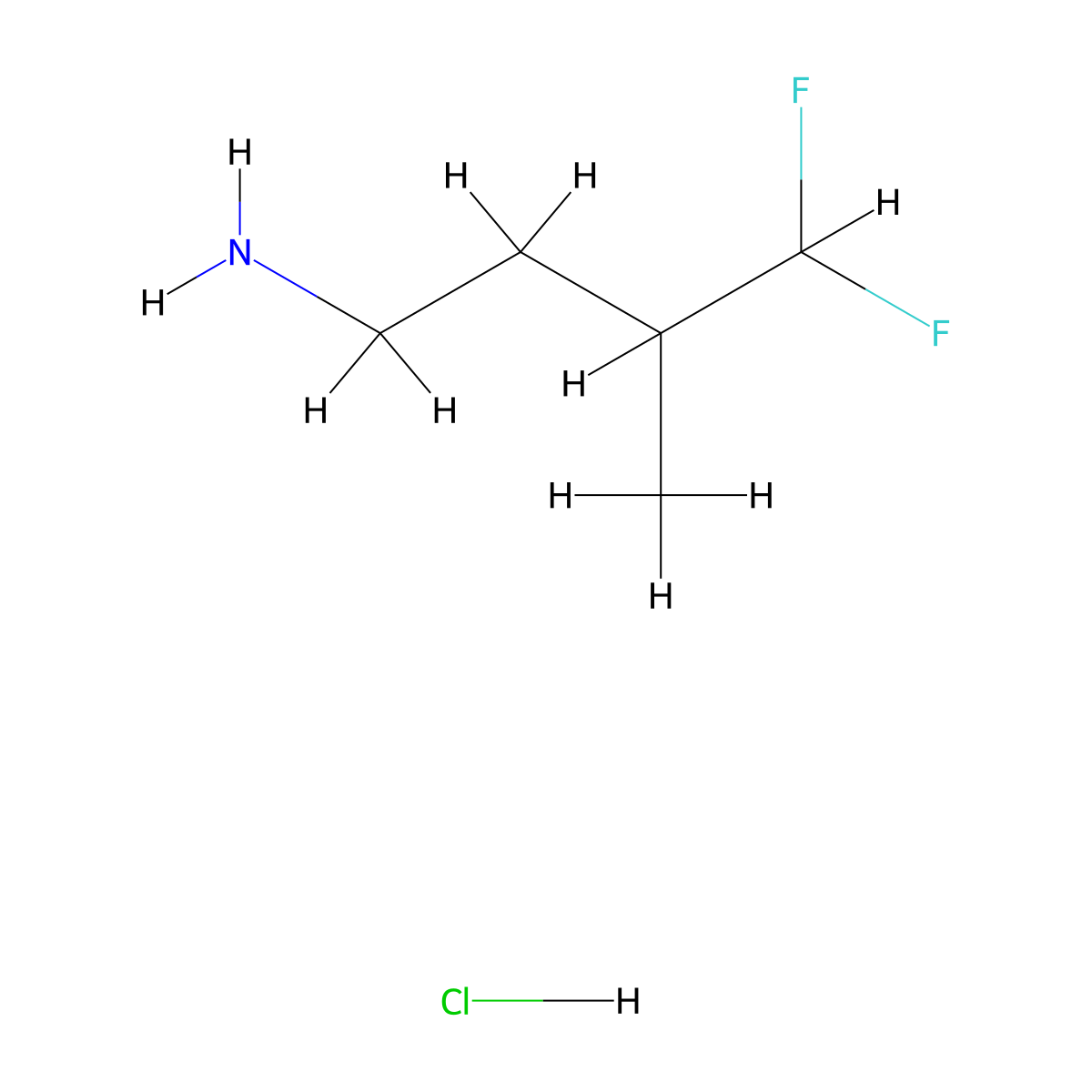 4,4-Difluoro-3-methylbutan-1-amine hydrochloride molecular structure, CAS 2309467-93-2