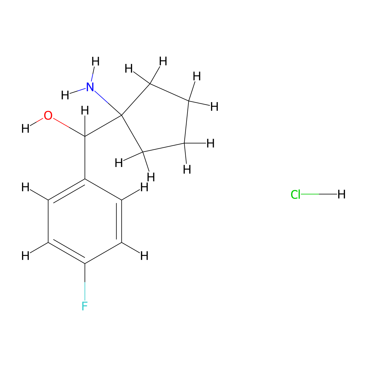 (1-Aminocyclopentyl)(4-fluorophenyl)methanol hydrochloride molecular structure, CAS 2309468-00-4