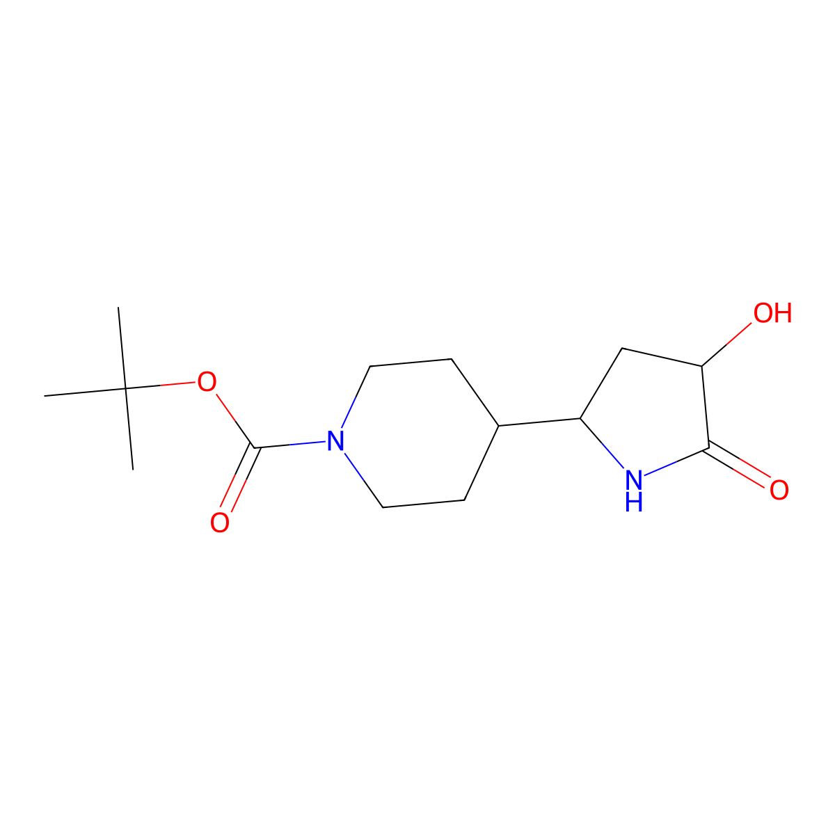Tert-butyl 4-(4-hydroxy-5-oxopyrrolidin-2-yl)piperidine-1-carboxylate molecular structure, CAS 2309468-12-8