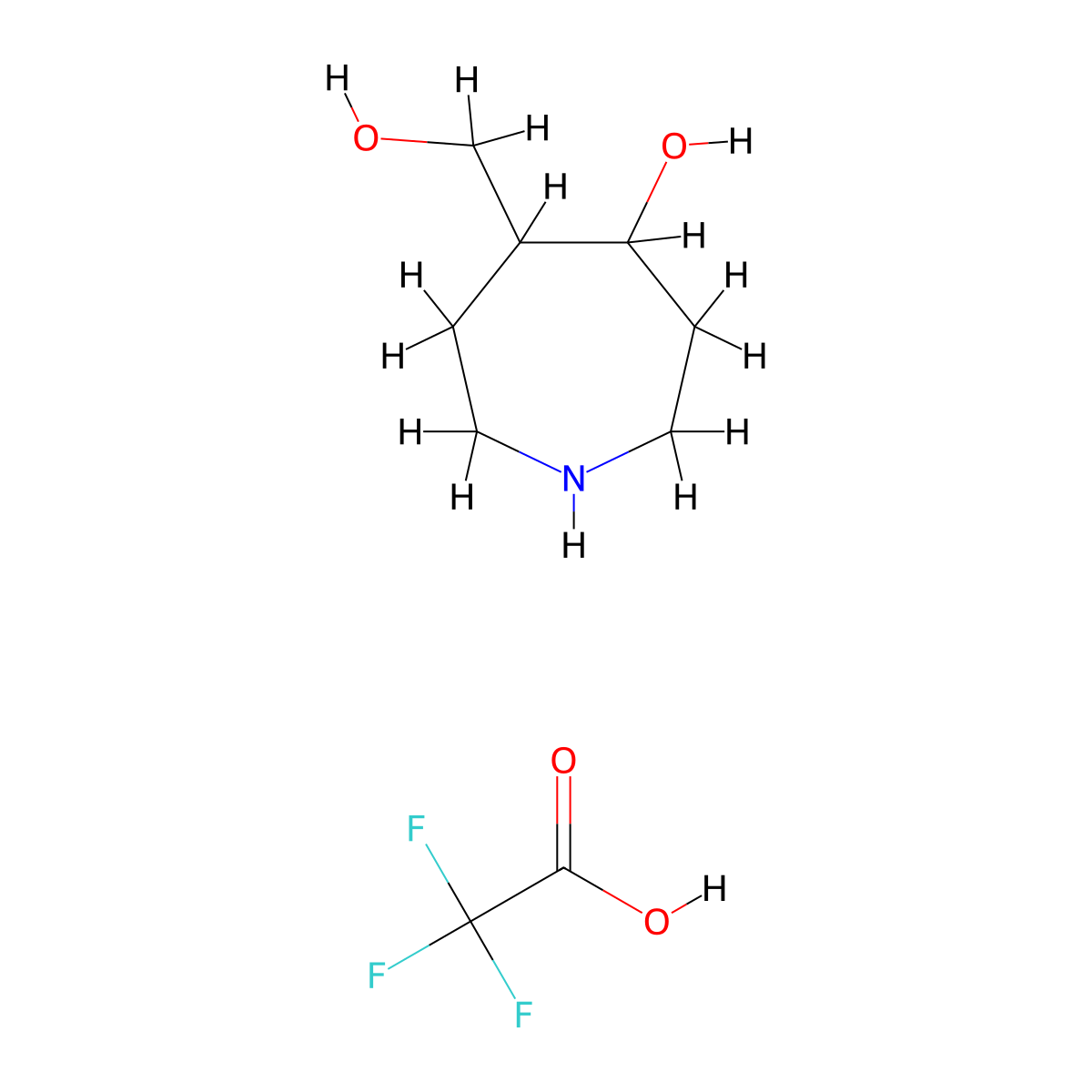 5-(Hydroxymethyl)azepan-4-ol,trifluoroaceticacid molecular structure, CAS 2309468-22-0