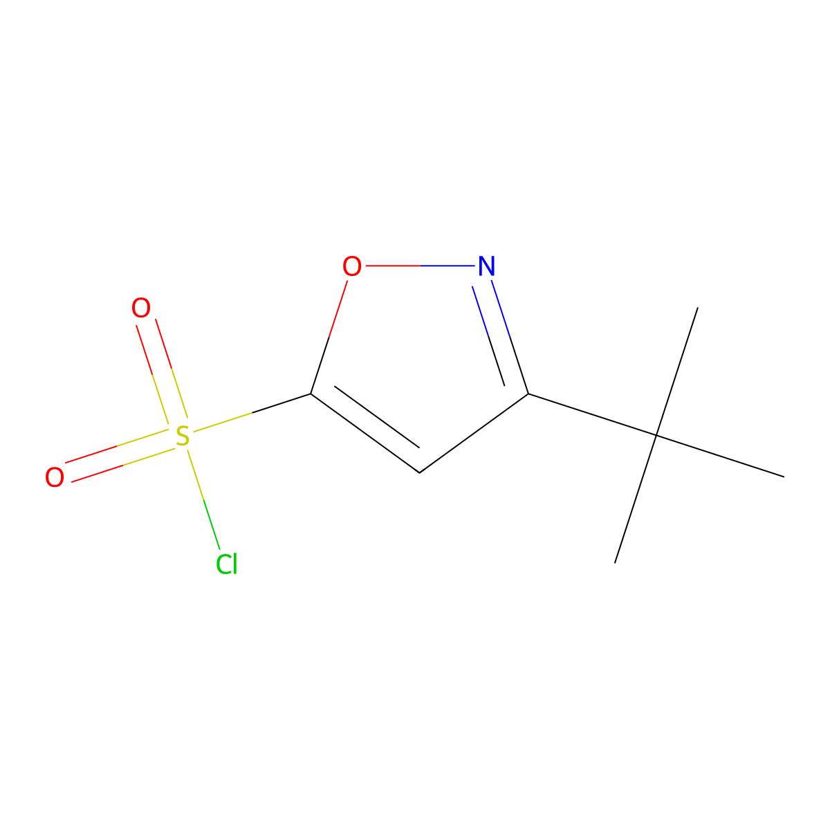 3-Tert-butyl-1,2-oxazole-5-sulfonyl chloride molecular structure, CAS 2309468-32-2