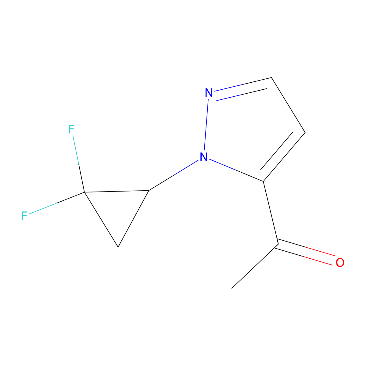 1-[1-(2,2-difluorocyclopropyl)-1H-pyrazol-5-yl]ethan-1-one molecular structure, CAS 2309468-49-1