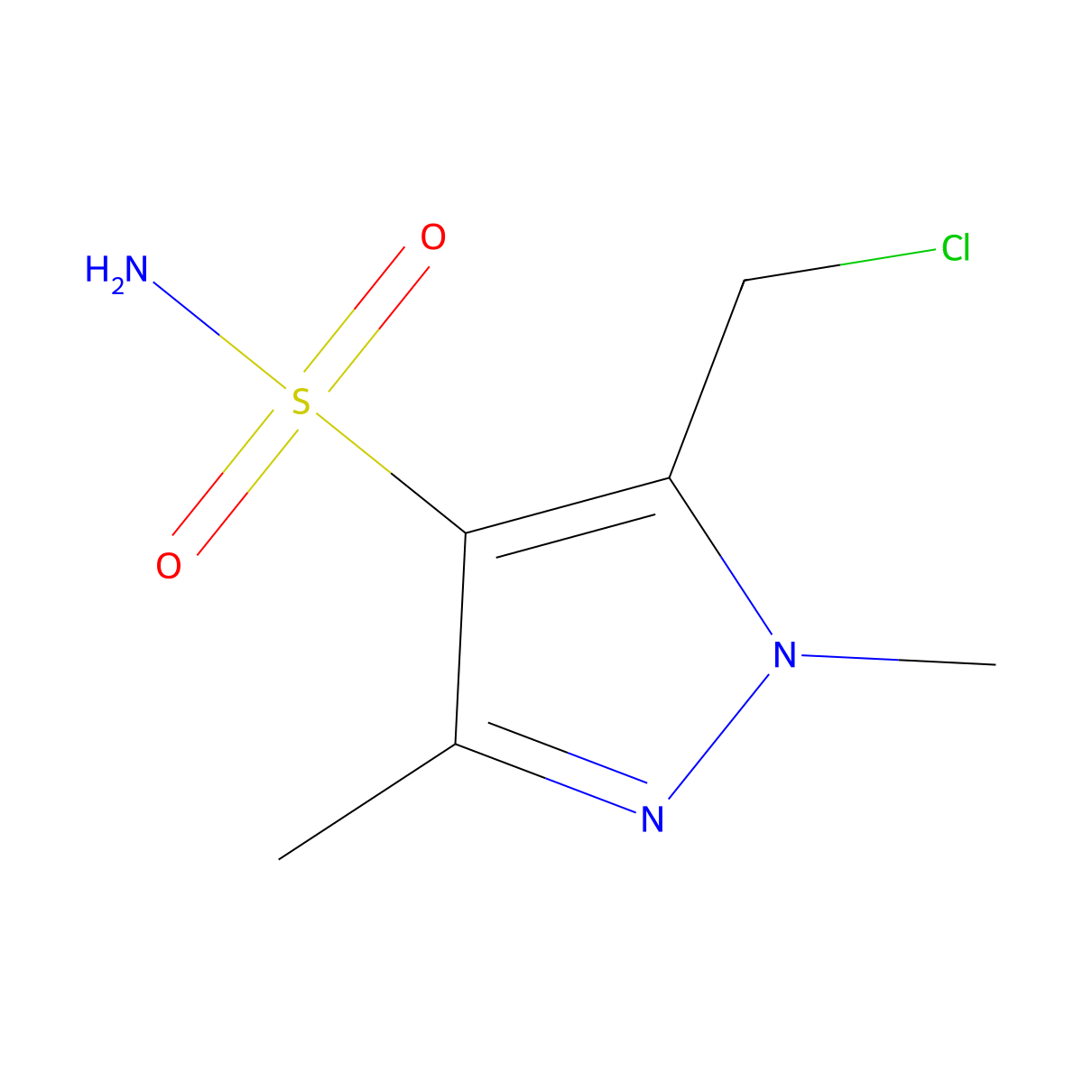 5-(chloromethyl)-1,3-dimethyl-1H-pyrazole-4-sulfonamide molecular structure, CAS 2309468-84-4