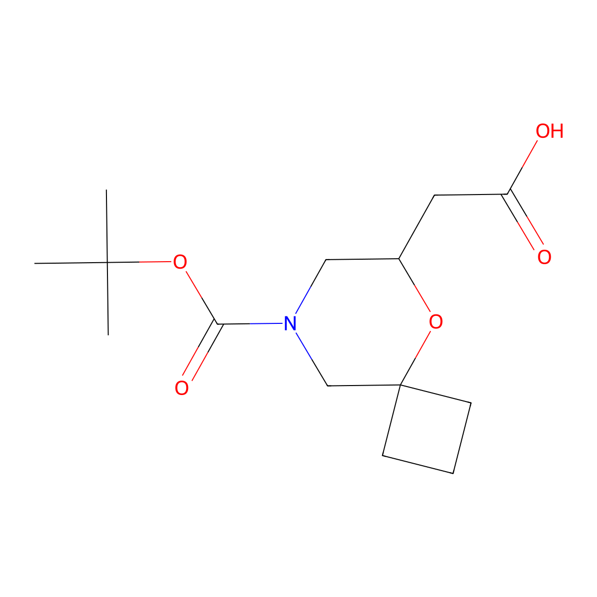 2-(8-((Tert-butoxy)carbonyl)-5-oxa-8-azaspiro(3.5)nonan-6-yl)acetic acid molecular structure, CAS 2309469-39-2