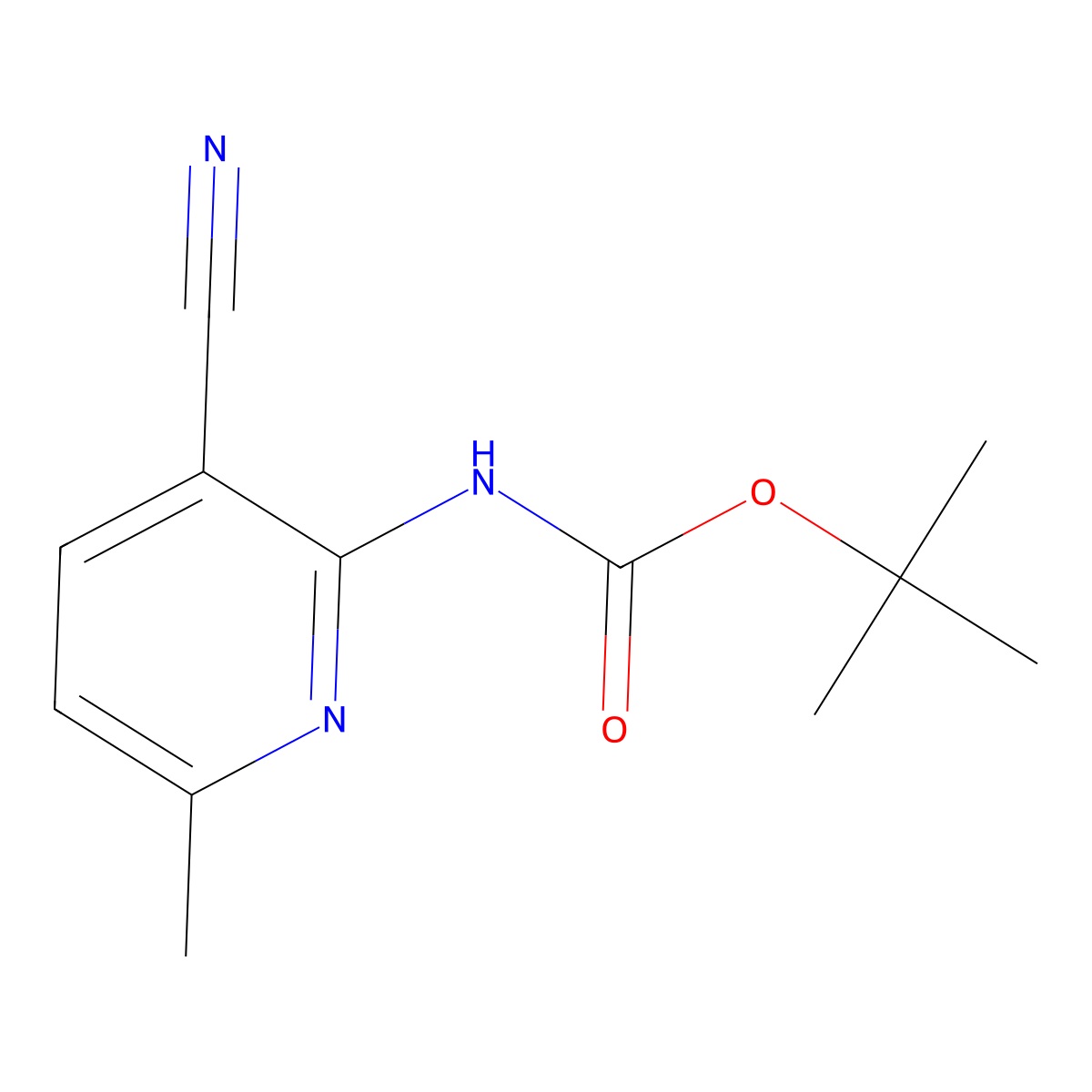 tert-butyl N-(3-cyano-6-methylpyridin-2-yl)carbamate molecular structure, CAS 2309469-81-4