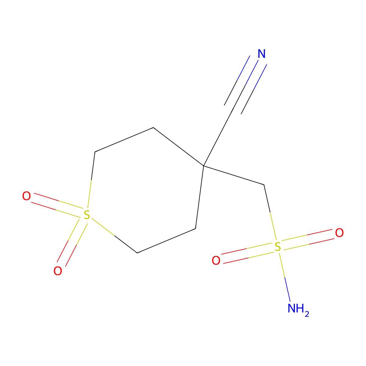 (4-Cyano-1,1-dioxo-1lambda6-thian-4-yl)methanesulfonamide molecular structure, CAS 2309474-13-1