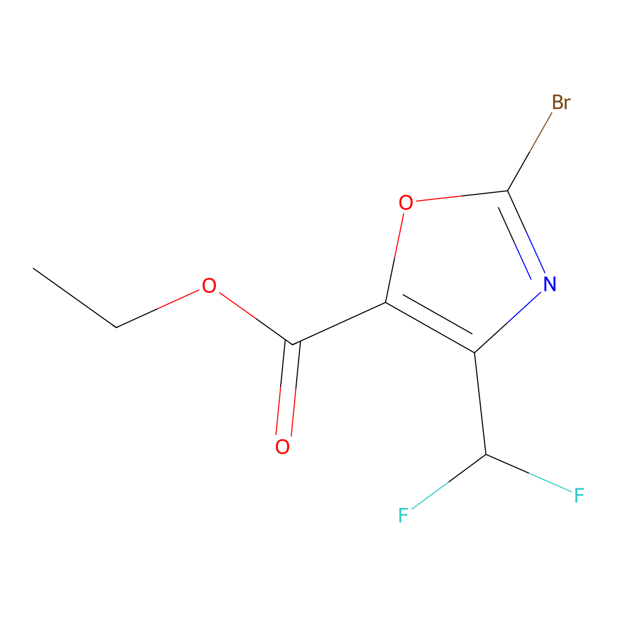 Ethyl 2-bromo-4-(difluoromethyl)oxazole-5-carboxylate molecular structure, CAS 2309474-28-8