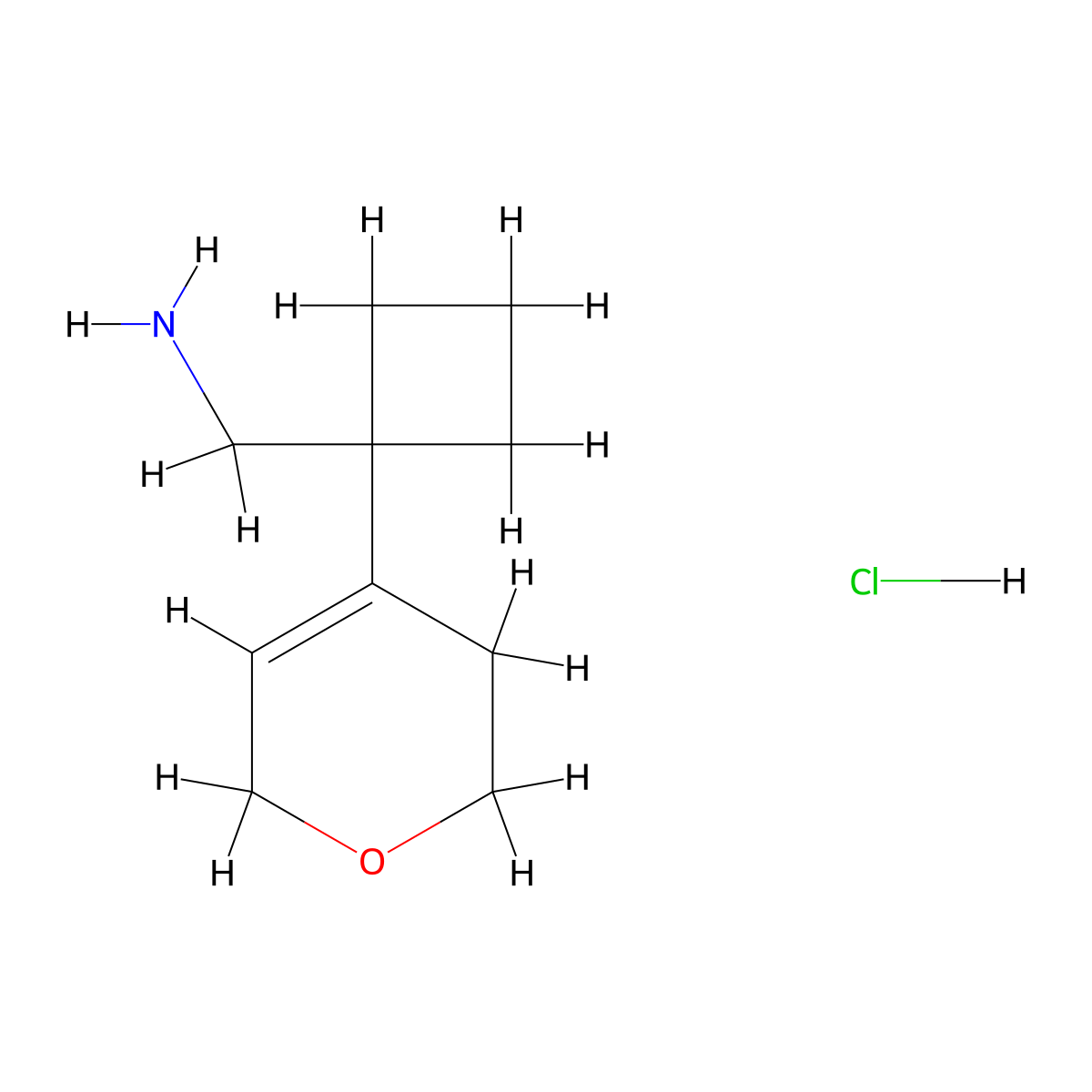 [1-(3,6-dihydro-2H-pyran-4-yl)cyclobutyl]methanamine hydrochloride molecular structure, CAS 2309474-37-9