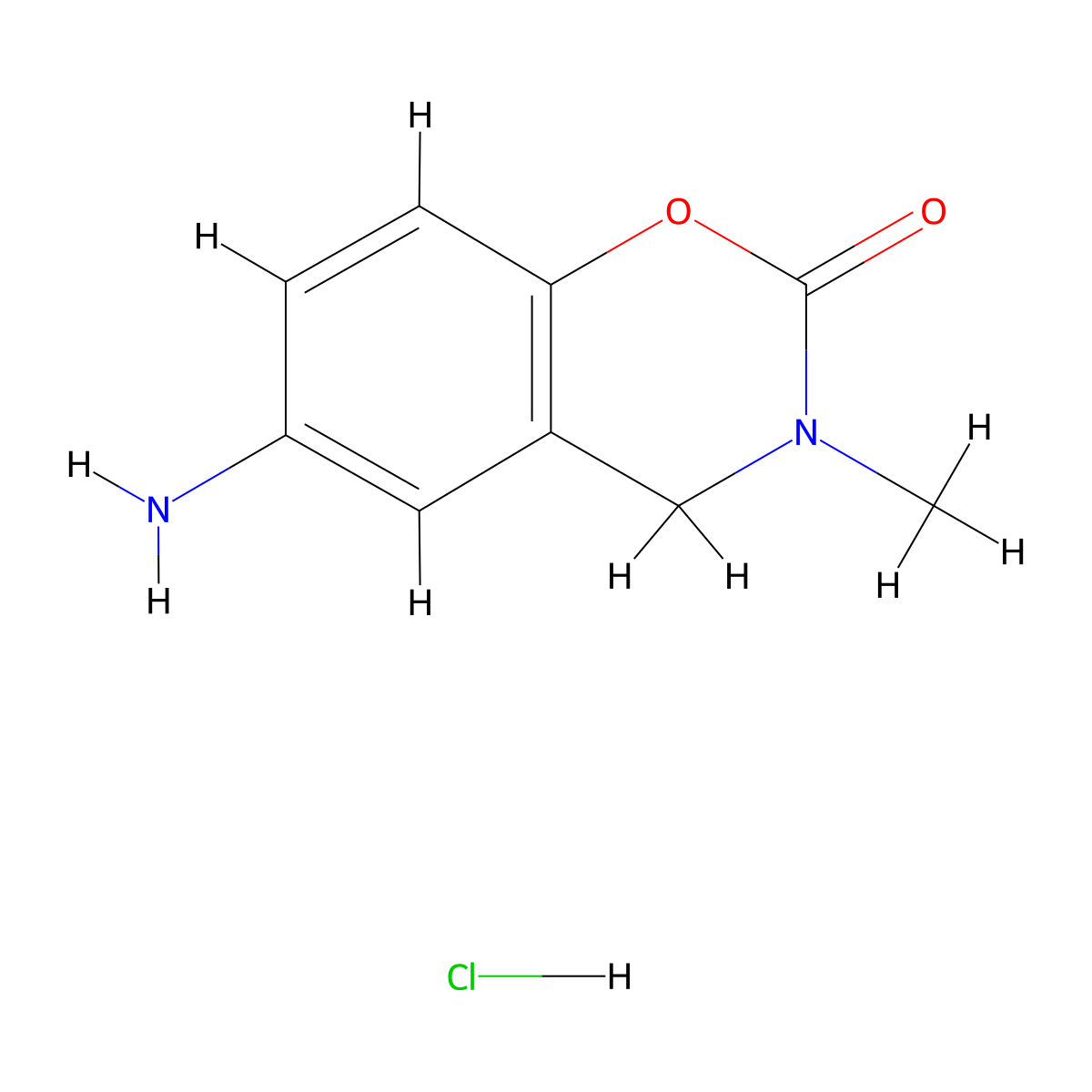 6-amino-3-methyl-3,4-dihydro-2H-1,3-benzoxazin-2-onehydrochloride molecular structure, CAS 2309474-38-0