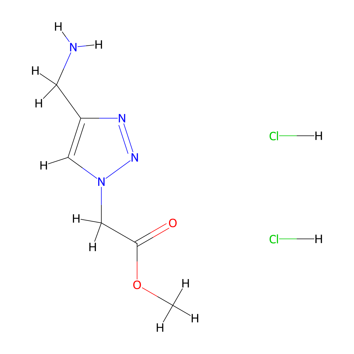 methyl 2-(4-(aminomethyl)-1H-1,2,3-triazol-1-yl)acetate dihydrochloride molecular structure, CAS 2309474-43-7