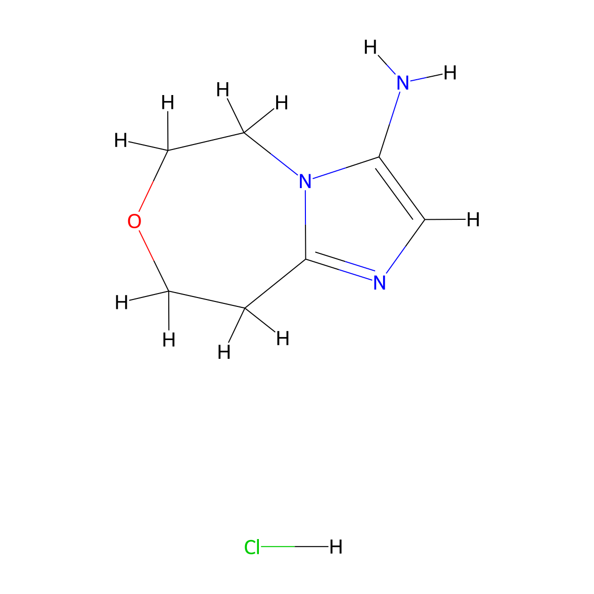 5H,6H,8H,9H-imidazo(1,2-d)(1,4)oxazepin-3-amine hydrochloride molecular structure, CAS 2309474-45-9