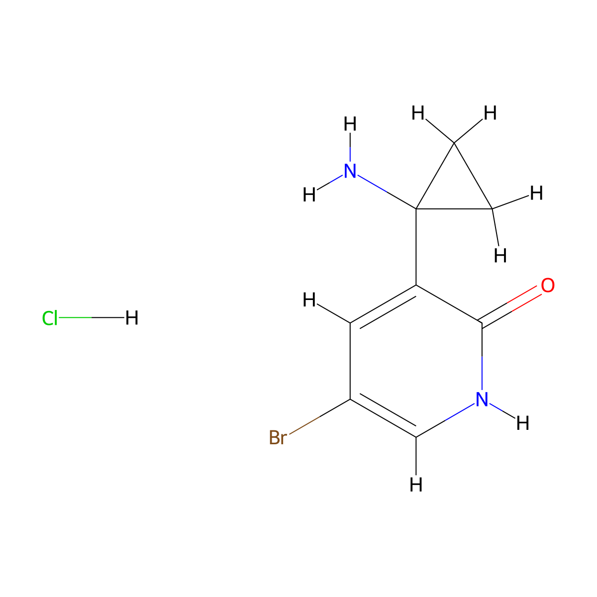 3-(1-Aminocyclopropyl)-5-bromopyridin-2-ol hydrochloride molecular structure, CAS 2309475-05-4