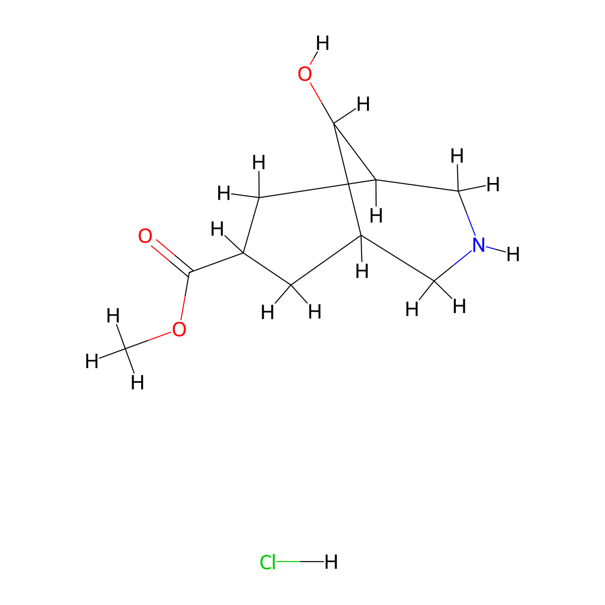 Methyl 9-hydroxy-3-azabicyclo[3.3.1]nonane-7-carboxylate hydrochloride molecular structure, CAS 2309475-30-5