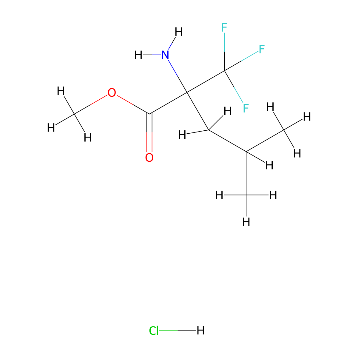 Methyl2-amino-4-methyl-2-(trifluoromethyl)pentanoatehydrochloride molecular structure, CAS 2309475-55-4
