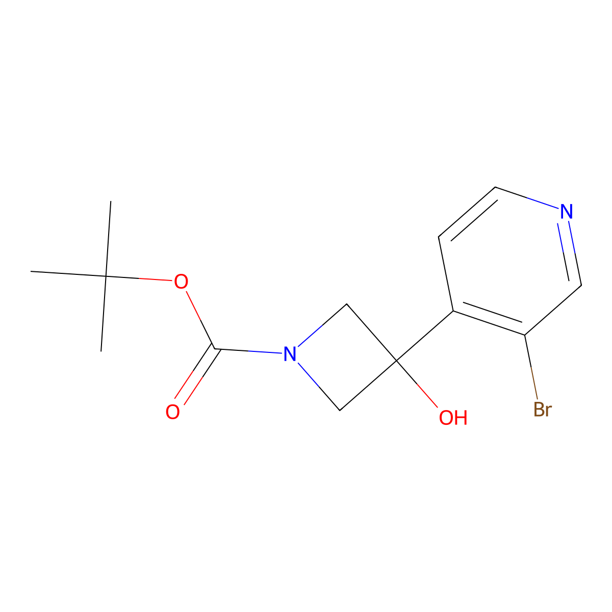 Tert-butyl 3-(3-bromopyridin-4-yl)-3-hydroxyazetidine-1-carboxylate molecular structure, CAS 2309476-42-2