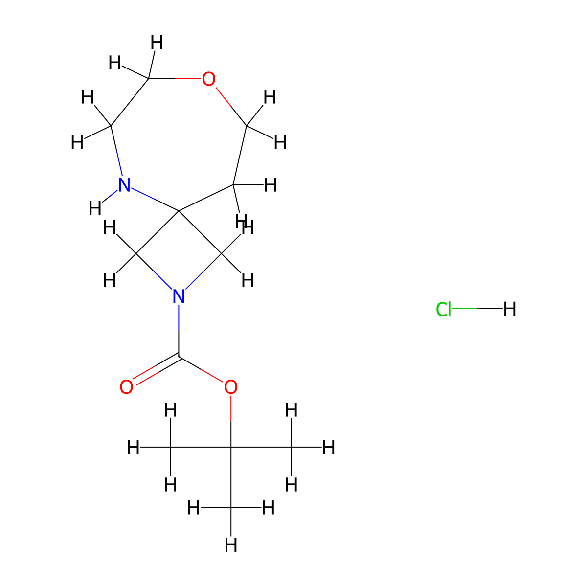 Tert-butyl 8-oxa-2,5-diazaspiro(3.6)decane-2-carboxylate hydrochloride molecular structure, CAS 2309476-61-5
