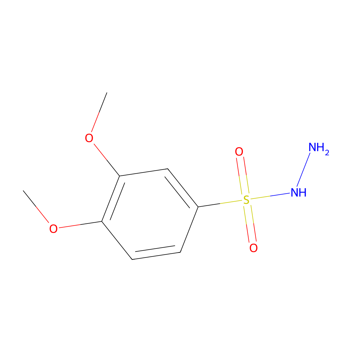 3,4-Dimethoxybenzenesulfonohydrazide molecular structure, CAS 23095-32-1