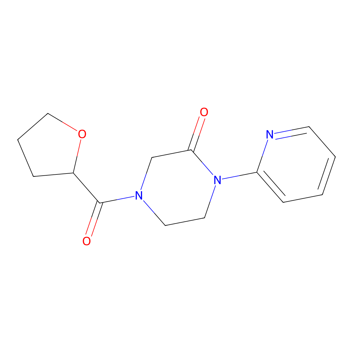 4-(Oxolane-2-carbonyl)-1-(pyridin-2-yl)piperazin-2-one molecular structure, CAS 2309522-05-0
