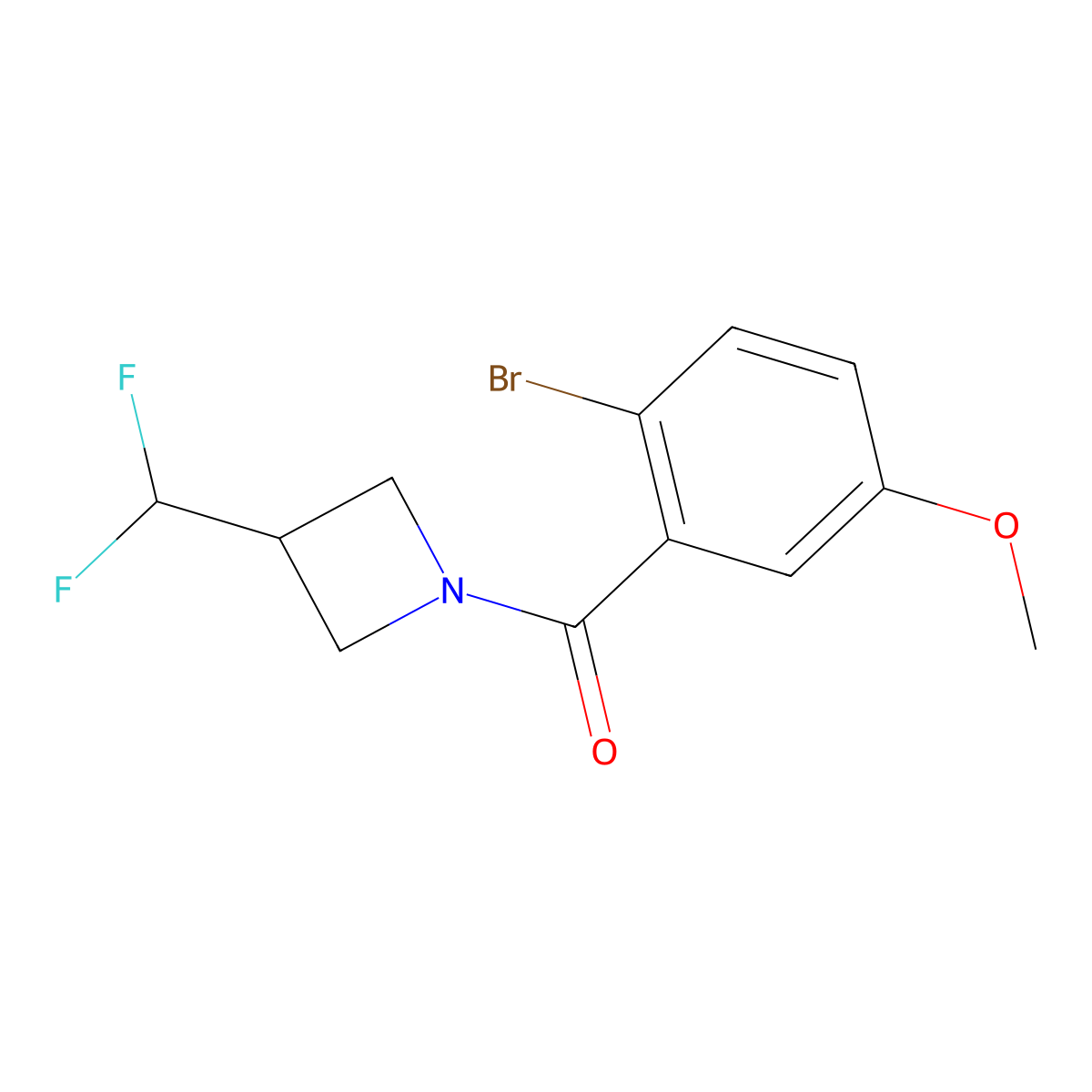 (2-Bromo-5-methoxyphenyl)(3-(difluoromethyl)azetidin-1-yl)methanone molecular structure, CAS 2309536-80-7