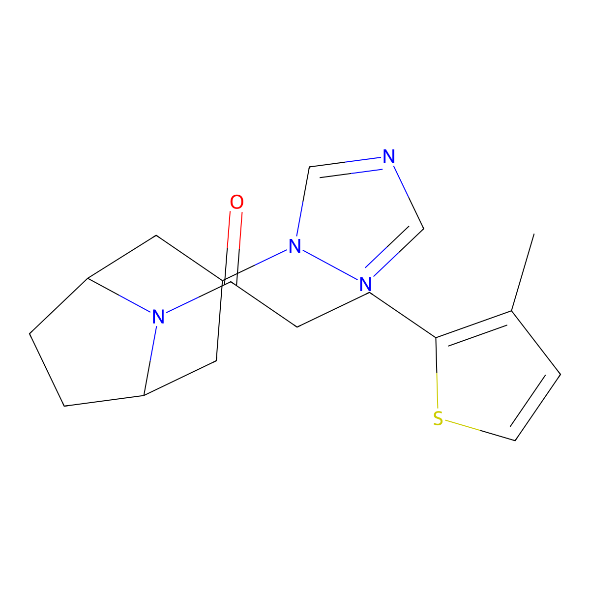 1-((1R,5S)-3-(1H-1,2,4-triazol-1-yl)-8-azabicyclo[3.2.1]octan-8-yl)-3-(3-methylthiophen-2-yl)propan-1-one molecular structure, CAS 2309536-97-6