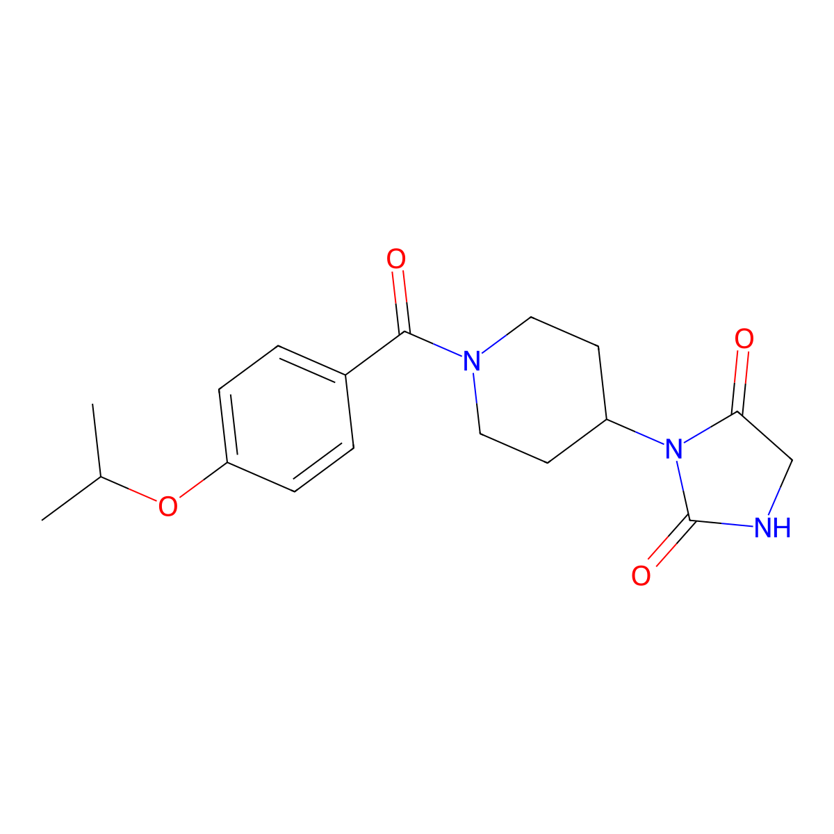 3-(1-(4-Isopropoxybenzoyl)piperidin-4-yl)imidazolidine-2,4-dione molecular structure, CAS 2309537-86-6