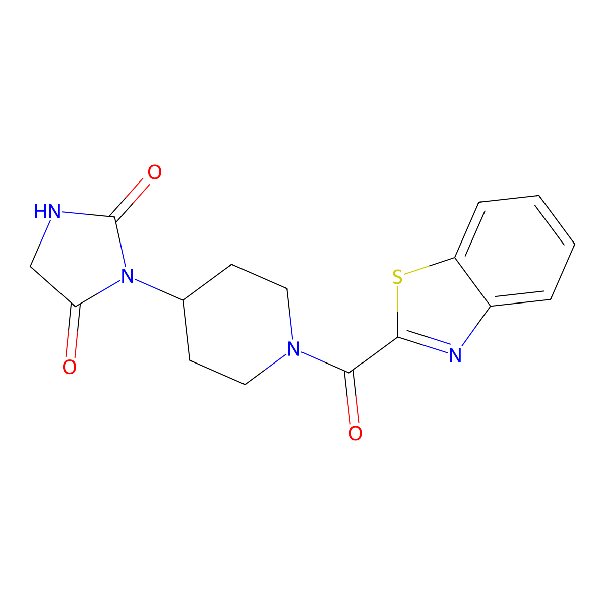 3-[1-(1,3-Benzothiazole-2-carbonyl)piperidin-4-yl]imidazolidine-2,4-dione molecular structure, CAS 2309538-48-3