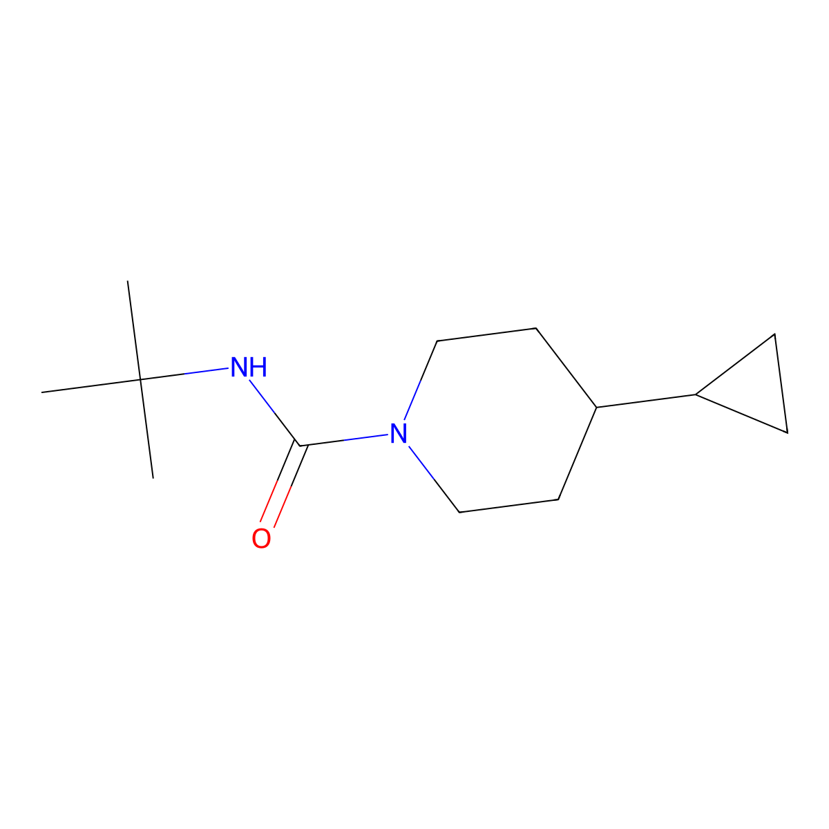 N-Tert-butyl-4-cyclopropylpiperidine-1-carboxamide molecular structure, CAS 2309538-74-5
