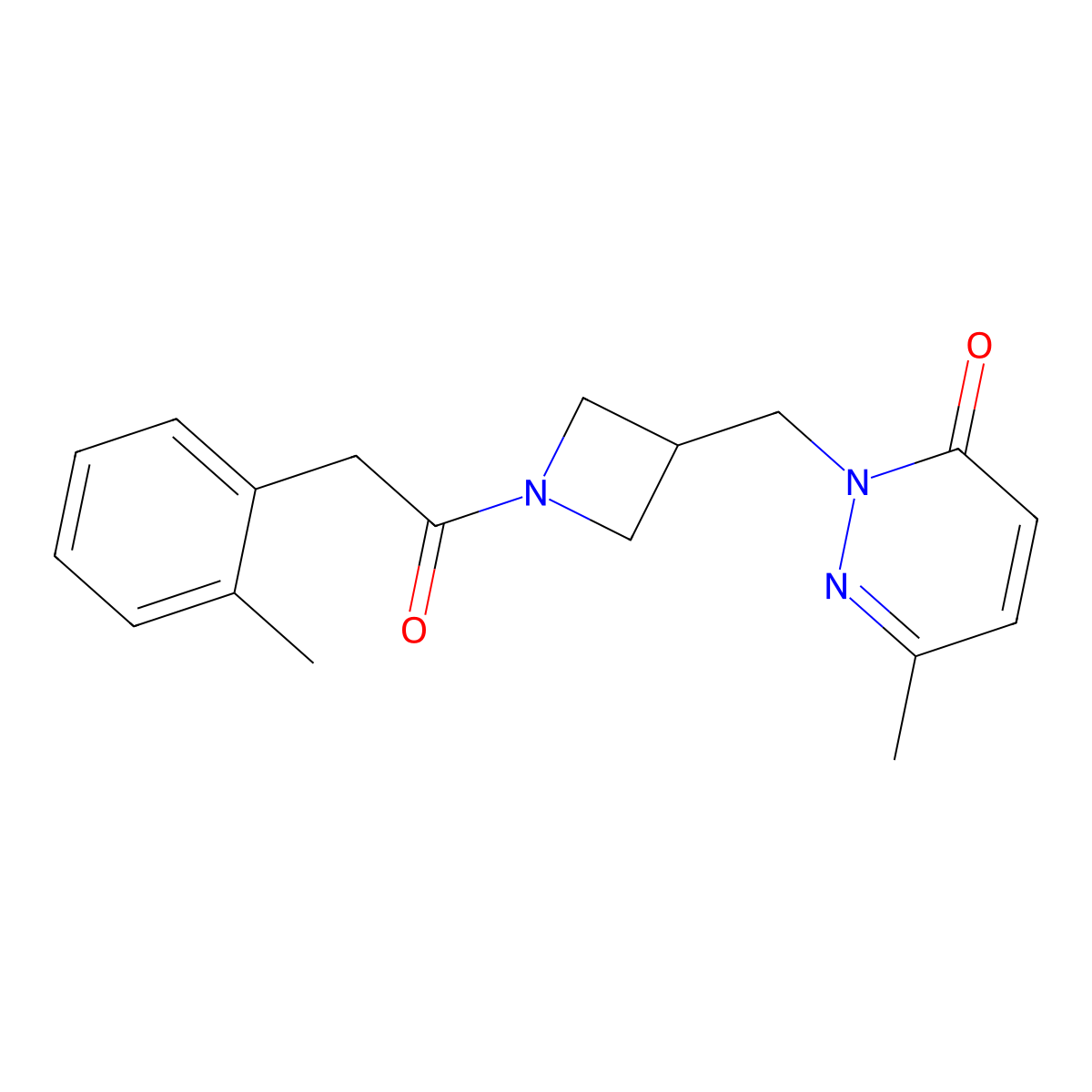 6-Methyl-2-({1-[2-(2-methylphenyl)acetyl]azetidin-3-yl}methyl)-2,3-dihydropyridazin-3-one molecular structure, CAS 2309538-86-9
