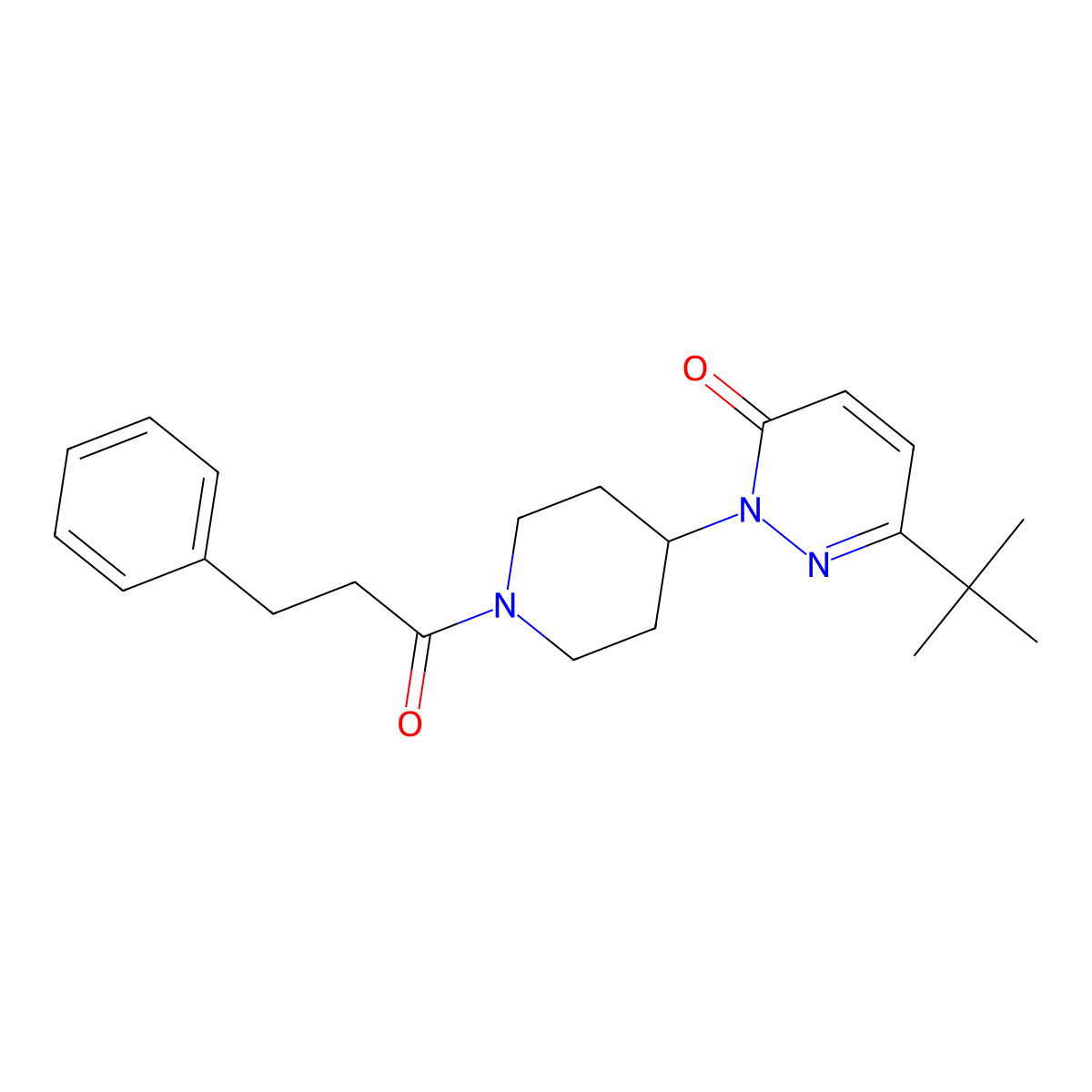 6-Tert-butyl-2-[1-(3-phenylpropanoyl)piperidin-4-yl]-2,3-dihydropyridazin-3-one molecular structure, CAS 2309539-03-3