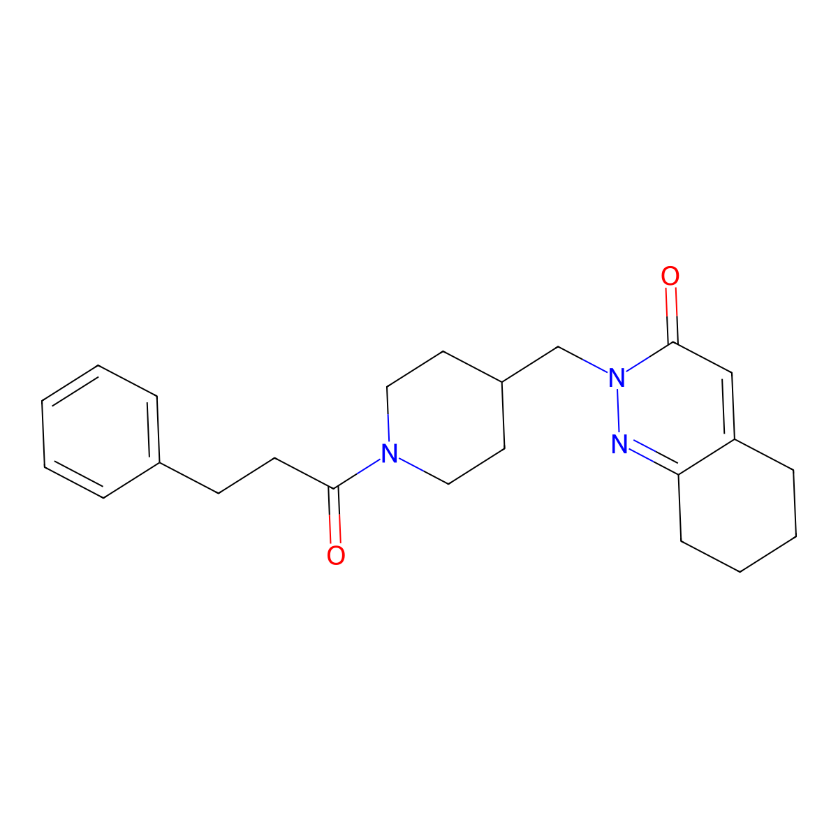 2-{[1-(3-Phenylpropanoyl)piperidin-4-yl]methyl}-2,3,5,6,7,8-hexahydrocinnolin-3-one molecular structure, CAS 2309539-45-3