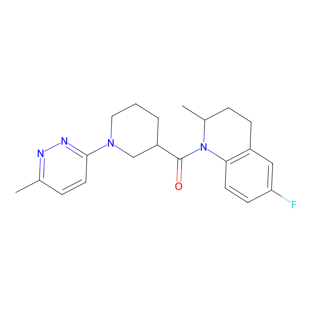 (6-fluoro-2-methyl-3,4-dihydroquinolin-1(2H)-yl)(1-(6-methylpyridazin-3-yl)piperidin-3-yl)methanone molecular structure, CAS 2309539-53-3