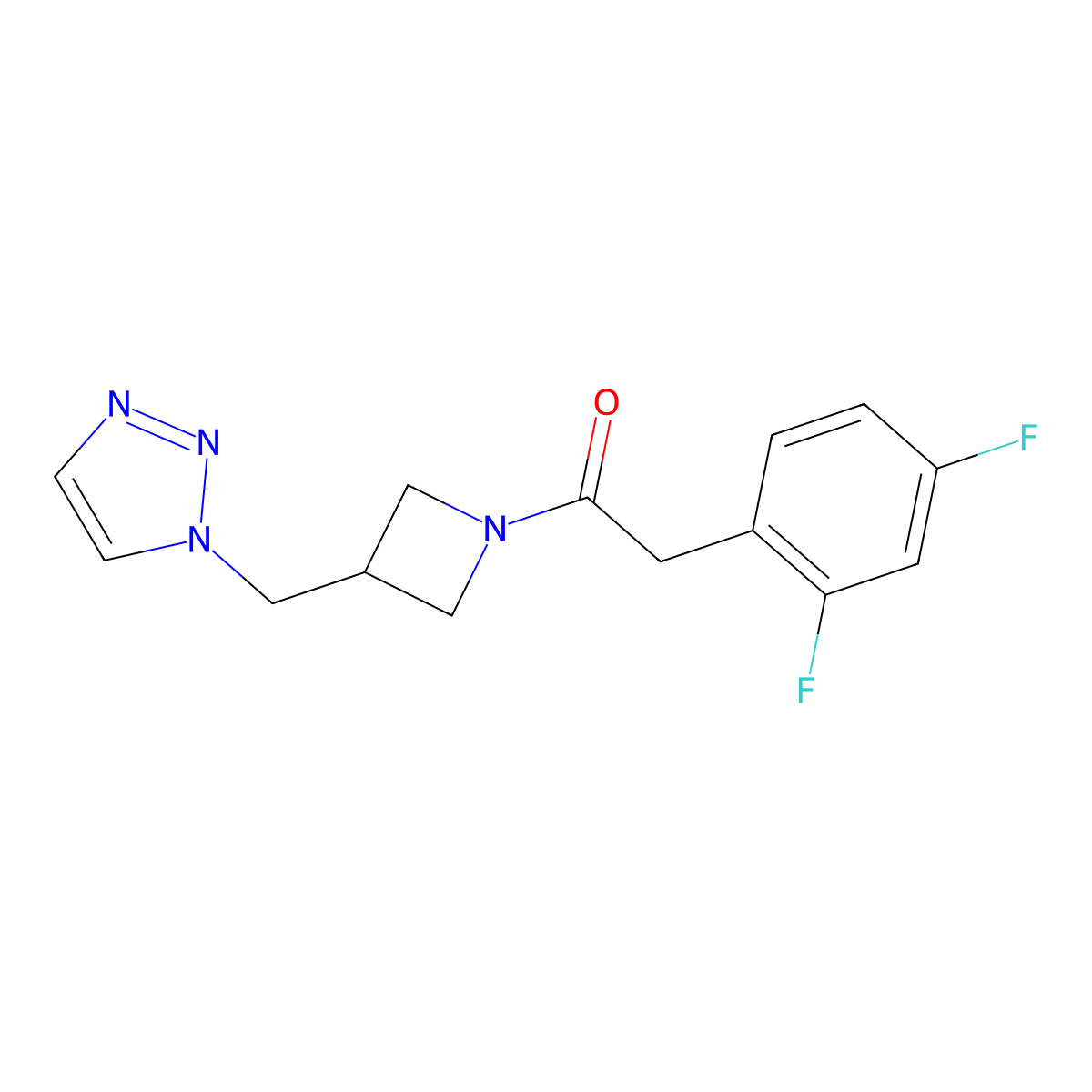 2-(2,4-difluorophenyl)-1-{3-[(1H-1,2,3-triazol-1-yl)methyl]azetidin-1-yl}ethan-1-one molecular structure, CAS 2309539-62-4
